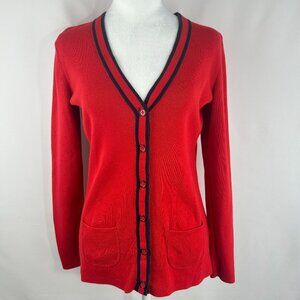 Tommy Hilfiger Preppy Nautical Red and Navy Cardigan – Small